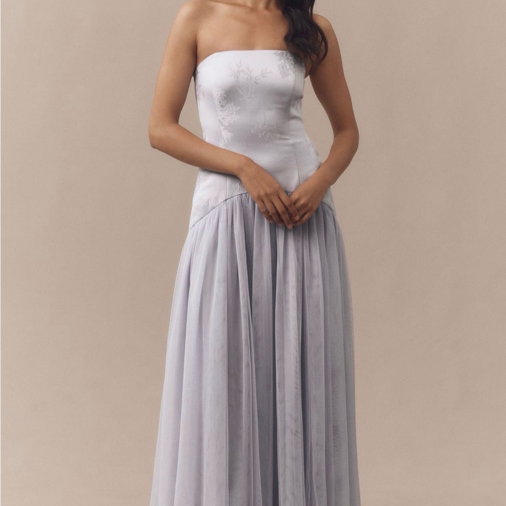 Hutch Strapless Lilac Pleated Maxi Gown